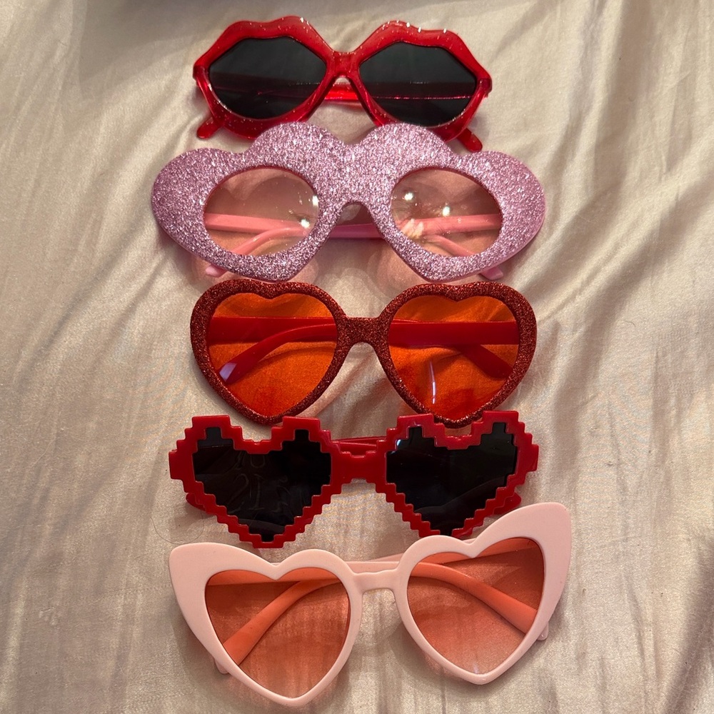 Source Unknown Heart-Shaped Sunglasses Collection - Red, Pink, Orange